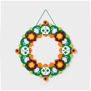 Target x Cecilia Ruiz Dia de Muertos Day of the Dead Colorful Skull Wood Wreath